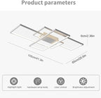 GEADI Dimmable Ceiling Light, 41.3in Flush Mount Ceiling Lamp Remote Control Modern Chandelier, 68W Square White Acrylic Close to Ceiling Light Fixtures for Bedroom Living Room