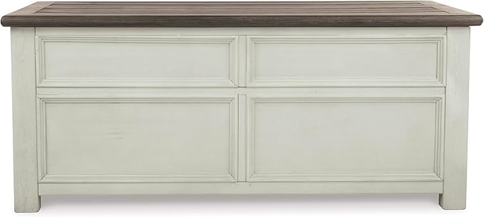 Signature Design by Ashley Bolanburg Lift-Top Coffee Table with Storage Two-Tone Rustic Farmhouse Cocktail Table – Brown/White