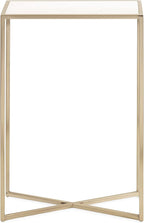 Kate and Laurel Jaspur Modern Slim Side Table, 16 x 8 x 24, White Marble and Gold, Decorative Glam Narrow End Table for Use as Narrow Bedroom Nightstand or Living Room Accent