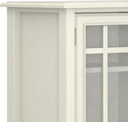 SIMPLIHOME Connaught SOLID WOOD 46 inch Wide Traditional Tall Storage Cabinet in Antique White for the Living Room, Entryway and Family Room