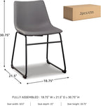 Signature Design by Ashley Centiar Casual Bucket Seat Dining Upholstered Side Chair with Black Metal Base, Set of 2, Faux Leather, 18.75" Seat Height, Gray