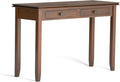 SIMPLIHOME Artisan Console Table - 46 Inch Wide Solid Wood Sofa Table in Russet Brown, Transitional Storage Table for Entryway or Living Room with 2 Drawers and Clean Angle-Edged Top