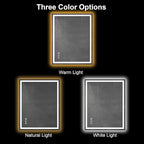 Awoco 40''x32'' LED Bathroom Mirror with Light, Lighted Vanity Mirror with Backlit and Front Light, Dimmable Anti-Fog Memory Function Lighted Mirror with 3 Colors for Bathroom Wall