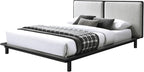 Nord Queen Size Wood Platform Bed | Box Spring Not Required | Black Frame and Cream Beige Boucle