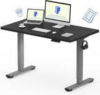 FLEXISPOT EN1 One-Piece Electric Standing Desk 48 x 24 Inches Seamless Seamless Desktop Height Adjustable Desk Stand Up Desks for Home Office (Silver Frame + Black Top, 2 Packages)