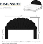 Queen Size Headboard Only, Petal Wall Mount Headboard Queen/Full Size for Adjustable Bed Velvet Upholstered Head Board Easy Assembly, Black