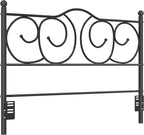 VECELO Metal Full Size Headboard, Heavy Duty Curved Headboard Only Height Adjustable, Easy to Assembly, Farmhouse Victorian Style for Bedroom - Black, Full