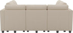 Belffin Corduroy Modular Sectional Sofa 9 Seat Convertible Sectional Sleeper Sofa Bed with Storage Ottomans Modular Sectional Couch Bed for Living Room Beige