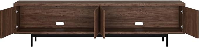 Henn&Hart Rectangular TV Stand for TV's up to 85" in Satin Walnut, for Home, Living Room, Bedroom, Entertainment Room, Office