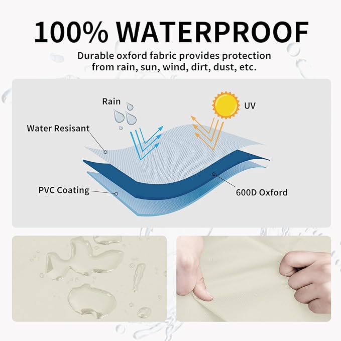 Easy-Going Waterproof Outdoor Sofa Cover, Heavy Duty 2 Seater Outdoor Loveseat, Windproof Patio Furniture with Air Vent (60Wx35Dx35H inch, Beige/Dark Brown)