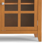 SIMPLIHOME Acadian SOLID WOOD 62 inch Wide Transitional Wide Storage Cabinet in Light Golden Brown for the Living Room, Entryway and Family Room