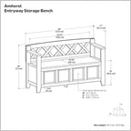 SIMPLIHOME Amherst Entryway Storage Bench - 48 inch Wide Solid Wood Hallway Seat in Farmhouse Brown, Transitional Bench for Entryway or Living Room with Lift-Up Lid and Spacious Storage