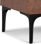 SIMPLIHOME Natasha 18 inch Wide Contemporary Square Mid Century Storage Ottoman with Tray in Distressed Saddle Brown Vegan Faux Leather, Assembled, For the Living Room, Entryway and Family Room
