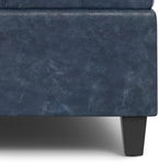 SIMPLIHOME Harrison 40 inch Wide Transitional Square Large Coffee Table Storage Ottoman in Denim Blue Vegan Faux Leather, Assembled, for The Living Room and Bedroom