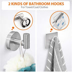 5-Pieces Bathroom Hardware Set Brushed Nickel SUS304 Stainless Steel Round Wall Mounted - Includes 24" Hand Towel Bar, Toilet Paper Holder, 3 Robe Towel Hooks, Bathroom Accessories Kit