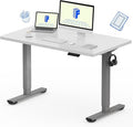 FLEXISPOT EN1 One-Piece Electric Standing Desk 48 x 24 Inches Seamless Seamless Desktop Height Adjustable Desk Stand Up Desks for Home Office (Silver Frame + White Top, 2 Packages)