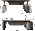 SAINTCY Large Executive Office Desk with File Cabinet, 94.5 Inch Sit & Stand L Shaped Executive Desk, Adjustable Luxury Office Desks for Boss, Business Owners, Managers and Supervisors Return Right