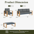 LayinSun 4 Pieces Aluminum Patio Furniture Set with Coffee Table, Oversized Seat with Hight Back, Outdoor Conversation Sets for Porch, Balcony, Deck