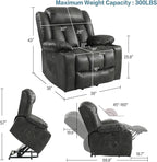 PARKOL Power Lift Recliner Chair for Elderly Breathable Leather Recliner Chair with Massage and Heat for People Limited Mobility (Sliver Gray, Small)