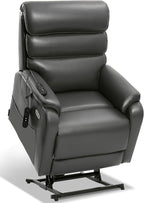 EONIX Dual Motor Lay Flat Power Lift Recliner Chair for Elderly, Breathable Faux Leather Electric Lift Chairs for Adults, 400lbs Heavy Duty Power Recliner with Heat Massage Charging Ports, Grey