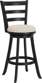 Hillsdale Laymon Modern Wood Swivel Stool with Upholstered Seat, Bar Height, Black