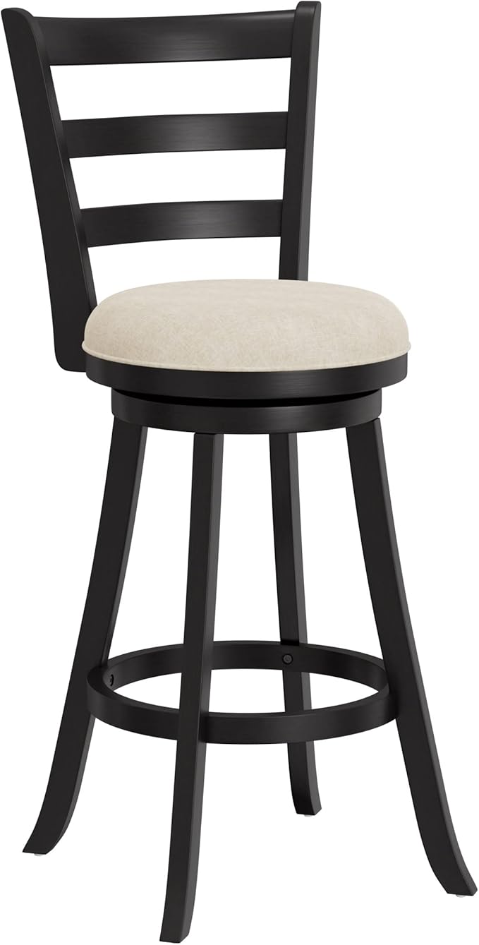 Hillsdale Laymon Modern Wood Swivel Stool with Upholstered Seat, Bar Height, Black
