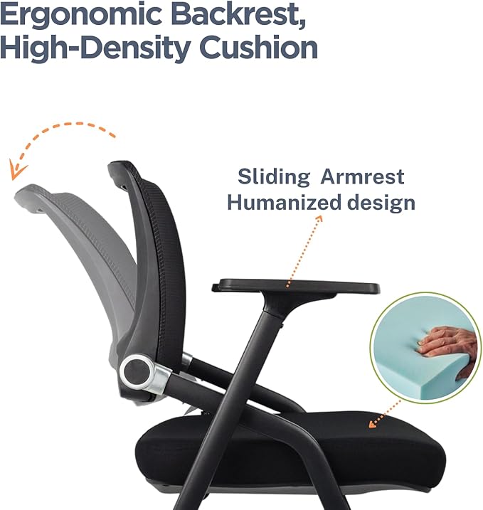 10 Pack Foldable Office Chairs with Wheels, Mesh Back, Arms and Portable - Folding Office Chairs Stackable for Conference Room Chair, Office Guest & Reception & Meeting Chair - (Black) 300 lbs.