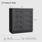 Buffet Cabinet with Storage, Arc Accent Sideboard with 2 Doors and Adjustable Shelves, Large Console Table for Dining Room, Kitchen, Living Room, Black