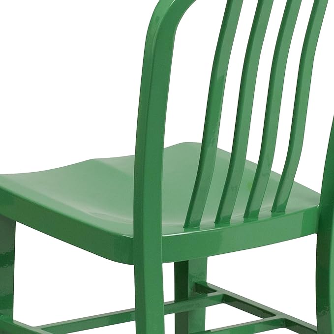 Flash Furniture Commercial Grade Green Metal Indoor-Outdoor Chair