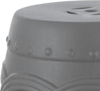 JONATHAN Y TBL1022F Lucky Coins 16" Chinese Ceramic Drum Indoor/Outdoor Garden Stool Bohemian, Coastal, Cottage, French Country, Traditional, for Living Room, Garden Room, Patio, Matte Gray