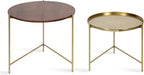 Kate and Laurel Ulani Modern Nesting Coffee Table; Set of 2; Walnut and Gold; 22.5 x 20.25; Decorative Sophisticated Mango Wood and Metal End Tables for Display and Storage
