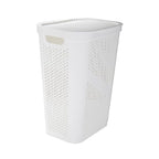 Mind Reader 60L Slim Laundry Hamper, Clothes Basket, Lid, Ventilated, Plastic, Set of 2, White