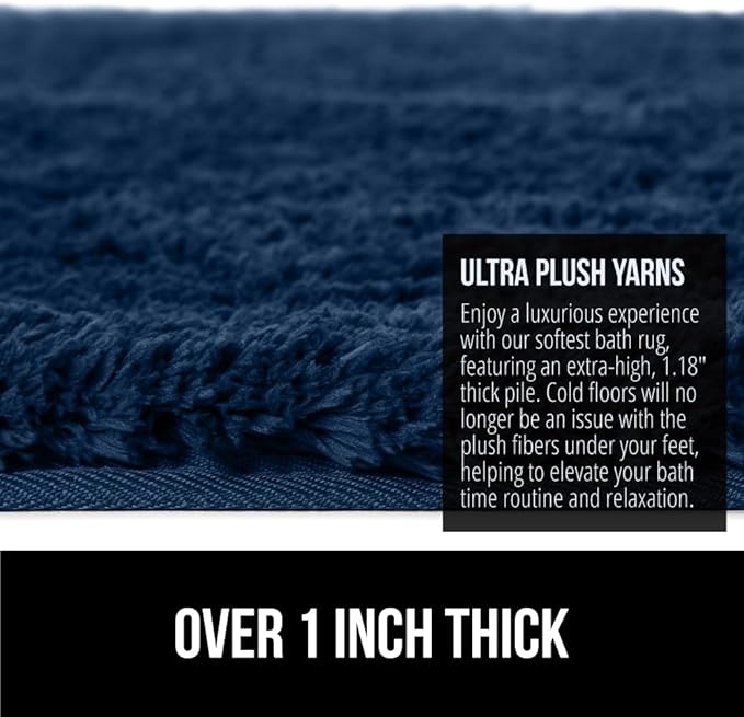 GORILLA GRIP Bathroom Rugs, 36x24, Ultra Soft Absorbent Mat, Thick Plush Bath Rug, Machine Washable, Microfiber Quick Dry, Mats for Shower, Bathtub and Floor, Home Decor Accessories, Navy Blue