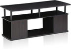 Furinno Jaya Coffee Table, Rectangle Modern Coffee Table with Open Shelf, Side Table with Side Storage, for Living Room, Bedroom, Home Office, Black