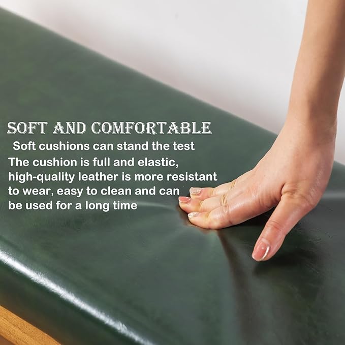 latifolia Solid Wood Bench, Entryway Shoe Bench with Cushion, 2 Tier Shoe Storage Organizer for Hallway, Living Room(Green,31.50''L)