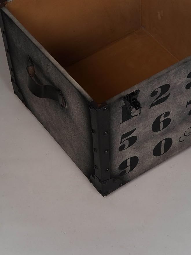 Square Shaped Wood & Leather Handmade Eco-Friendly Black Seating Box Pouf - Square Shape Box Pouf, 20"x20"x21", Plain Solid Box Pouf, Wood & Leather Box Pouf, Leather Seating Box AH02