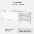 Fluted Storage Cabinet, Set of 3, Sideboard Buffet Cabinet, Modern Wood Accent Table with Adjustable Shelves, Console Table for Living Room, Hallway, Entryway, White