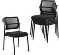 CLATINA Stacking Armless Office Waiting Room Chair with Adjustable Backrest, Mesh Stackable Guest Reception Desk Chairs with Ergonomic Lumbar Support for Home Conference Lobby Side School, Black, 4PK