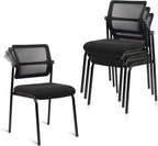 CLATINA Stacking Armless Office Waiting Room Chair with Adjustable Backrest, Mesh Stackable Guest Reception Desk Chairs with Ergonomic Lumbar Support for Home Conference Lobby Side School, Black, 4PK