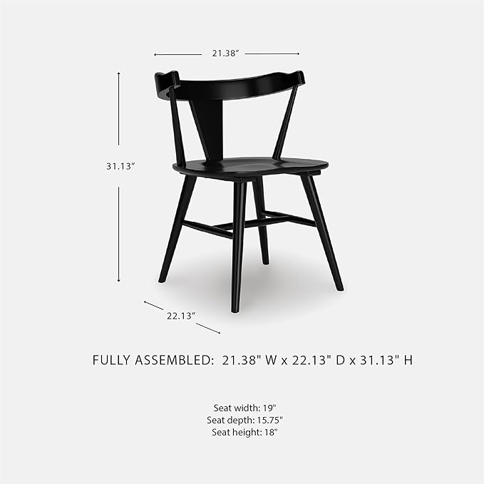 Signature Design by Ashley Gretlynn Casual Solid Wood Armless Dining Chair, Set of 2, Black