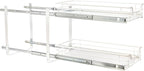 Household Essentials Glidez Multipurpose Powder-Coated Steel Pull-Out/Slide-Out Storage Organizer with Plastic Liners 2-Tier Dual-Slide Design, White