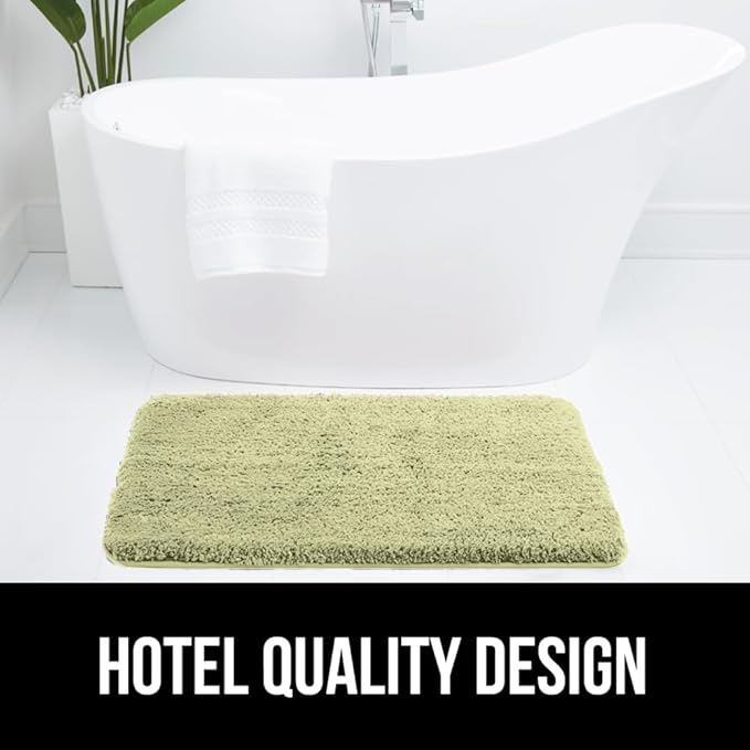 GORILLA GRIP Bathroom Rugs, 60x24, Ultra Soft Absorbent Mat, Thick Plush Bath Rug, Machine Washable, Microfiber Quick Dry, Mats for Shower, Bathtub and Floor, Home Decor Accessories, Sage