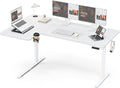 71" Reversible L-Shaped Electric Standing Desk Adjustable Height Gaming Stand Up Corner Desk Sit Stand Home Office Computer Desk with Splice Board, White