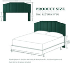 Velvet Queen Size Headboard, Upholstered Headboard Queen/Full Size Wall Mount and Bed Frame Mount, Featuring High-Density Sponge Padding Luxury Texture Easy Assembly Comfort Style-Jade