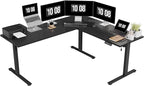SANODESK Electric Corner L-Shaped 71 x 63 in Standing Desk, Memory Height Adjustment, Black Top Black Frame