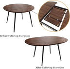 43.3"-59.1" Extendable Round Dining Table Set for 4, Mid Century Modern Wooden Round Table, Leisure Coffee Table,w/ 4 PU Leather Chairs