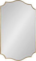 Kate and Laurel Hollyn Glam Scalloped Rectangle Wall Mirror; 24 x 36; Gold; Modern Scallop Mirror with Engraved Border for Bathroom Mirror for Over Sink or Fireplace Mantel Mirror