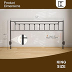 Metal King Size Headboard - Adjustable Height - Victorian Farmhouse Style, Easy Assembly, Attach Frame, Steel King Headboard Only for Bedroom - Black