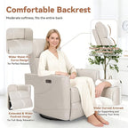 Himimi Power Massage Recliner Chair, Oversized Swivel Rocker Chair with Massage and Heat, Glider Recliner for Adults, USB Charging, Side Pocket, Nursery, Living Room, Bedroom, Ivory