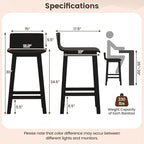COSTWAY Solid Wood Bar Stools Set of 4, 24.5-inch Counter Height Chairs with Low Back and Footrest, Farmhouse Wooden Armless barstools for Kitchen Island, Dining Room, Cafe, Breakfast, Black